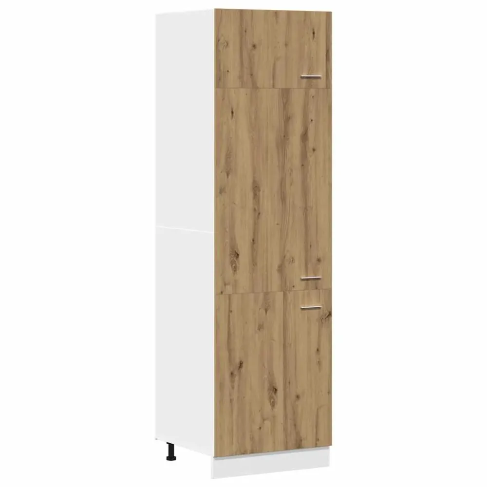 Køleskabsskab "Lyon" Håndlavet Eg 60X57X207 Cm Designed Træ