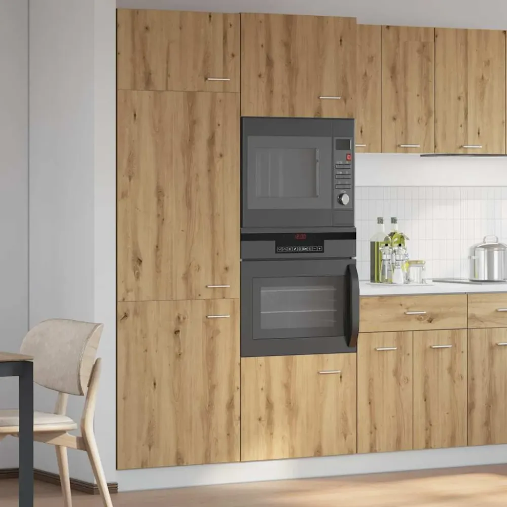 Køleskabsskab "Lyon" Håndlavet Eg 60X57X207 Cm Designed Træ