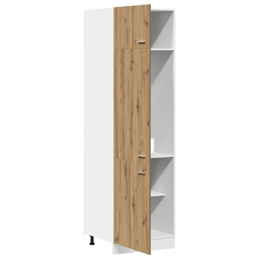 Køleskabsskab "Lyon" Håndlavet Eg 60X57X207 Cm Designed Træ