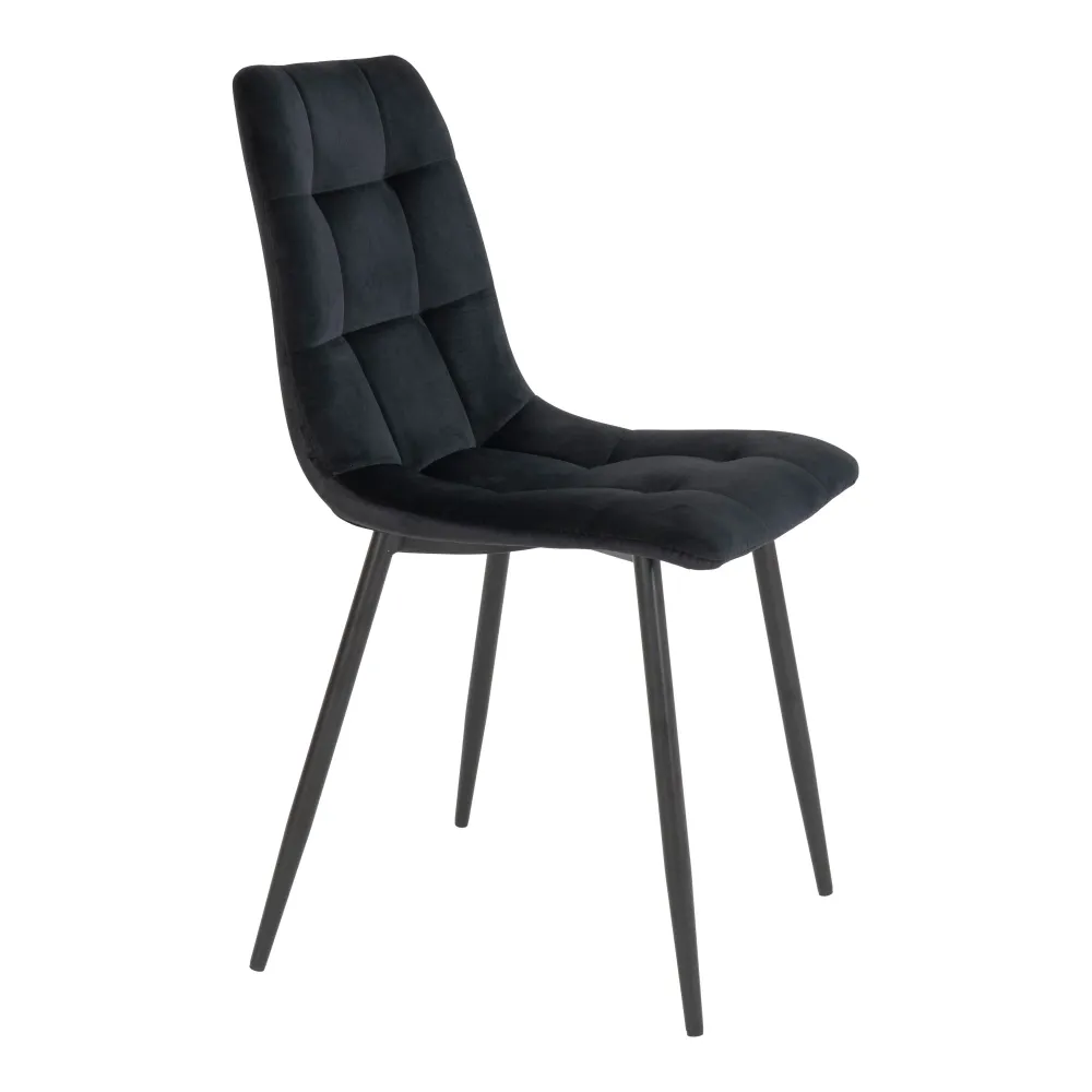 Middelfart Spisebordsstol - Spisebordsstol, Velour, Ebony, Sorte Ben Hn1207 ⎮ Sæt af 2 stk.