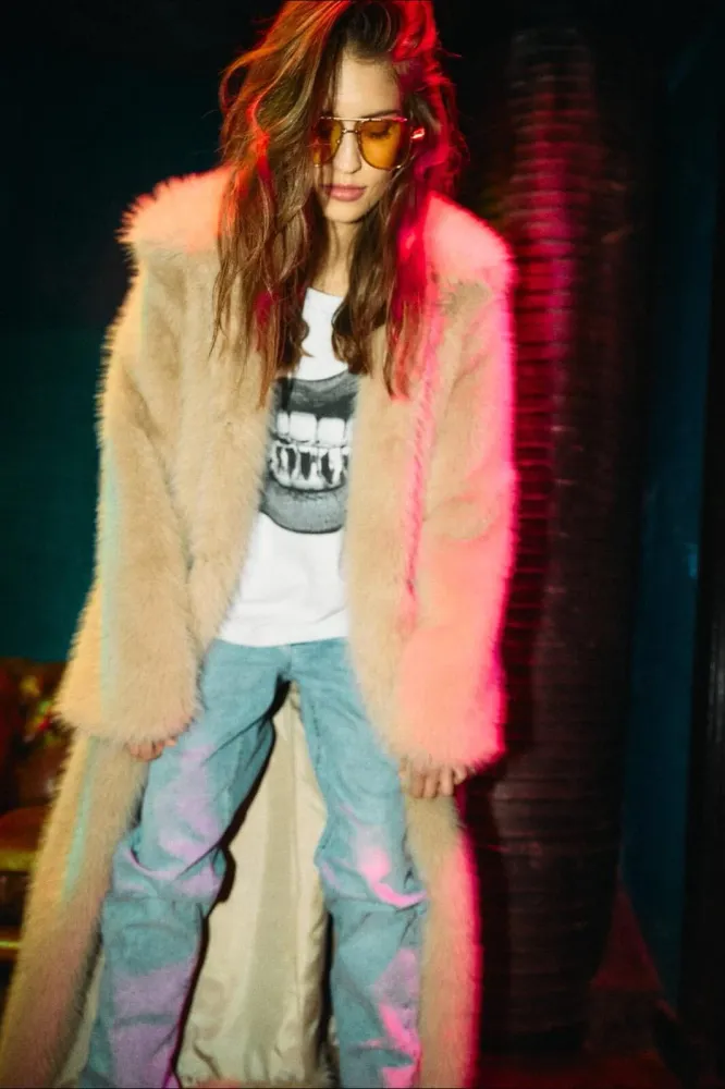 Noisy May - Nmevie Fur X-Long Coat - 4926434 Oatmeal Xs