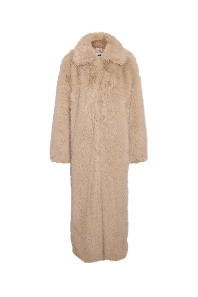 Noisy May - Nmevie Fur X-Long Coat - 4926434 Oatmeal Xs