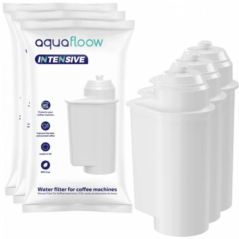 Aquafloow vandfilter til Bosch Siemens espressomaskiner med aktivt kul, erstatningsfilter, 3 stk.