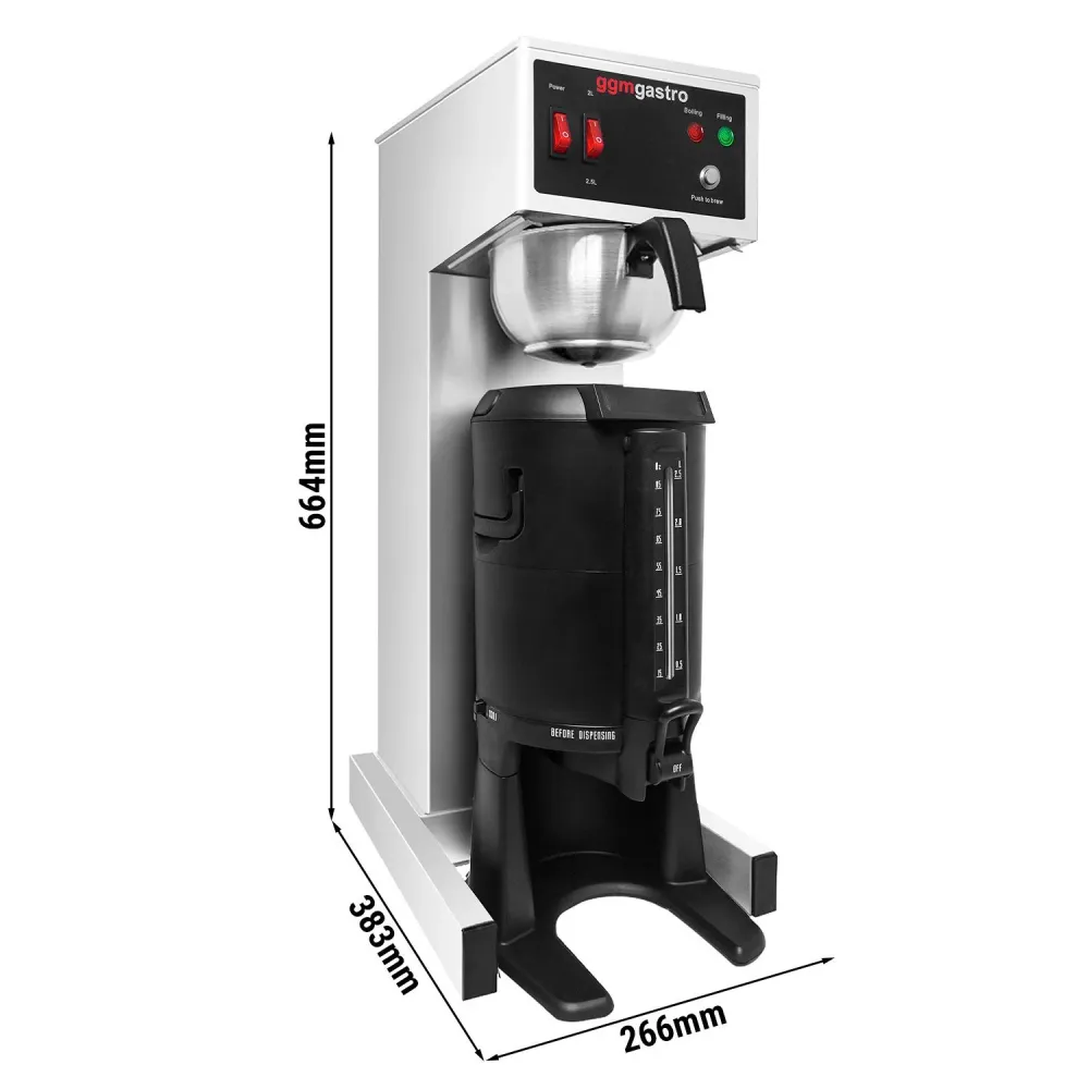 Filterkaffemaskine - 2,5 Liter - 1,9 kW - med automatisk vandpåfyldning