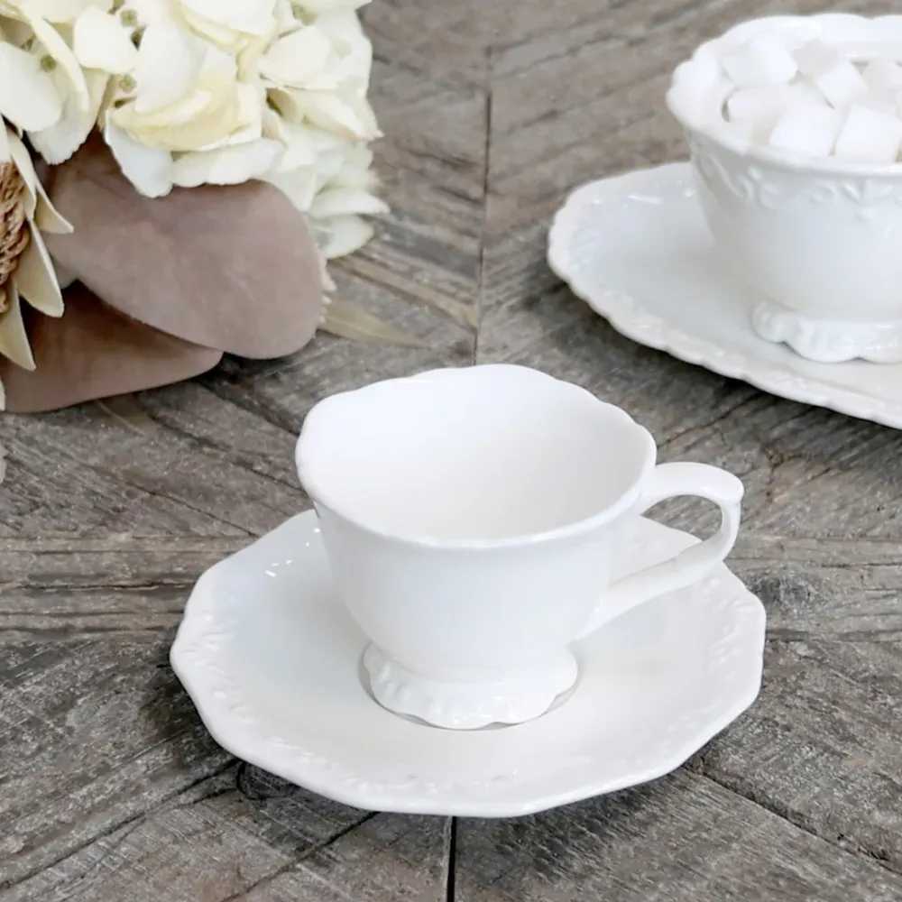 Chic Antique - Provence Espressokop med Underskål, 6-Pak