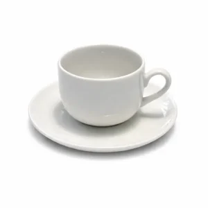Kaffekop m. underkop - hvidt porcelæn