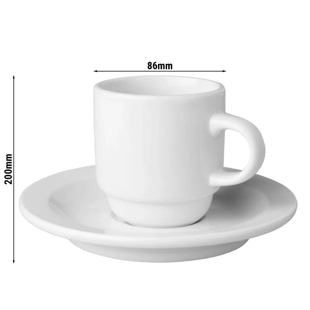 (24 stk.) BUDGETLINE - Kaffe- og underkopper Mammoet - 14 cl - Ivory