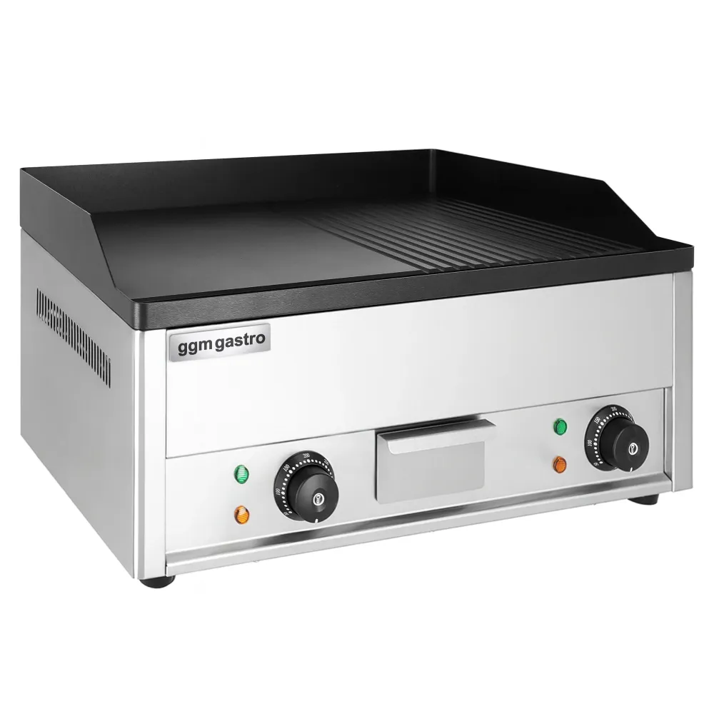 Elektrisk grillplade - 4,4 kW - Glat og Rillet - Grilloverflade: 600x335 mm