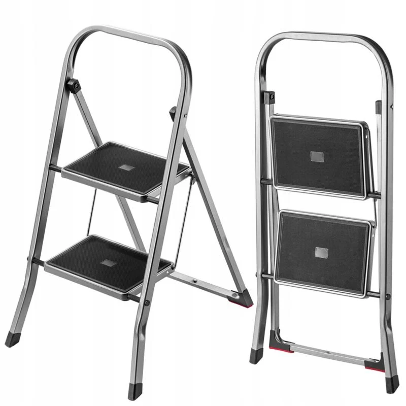 KADAX stålstige med 2 trin, foldbar, 150 kg belastning, practical til hjemmet