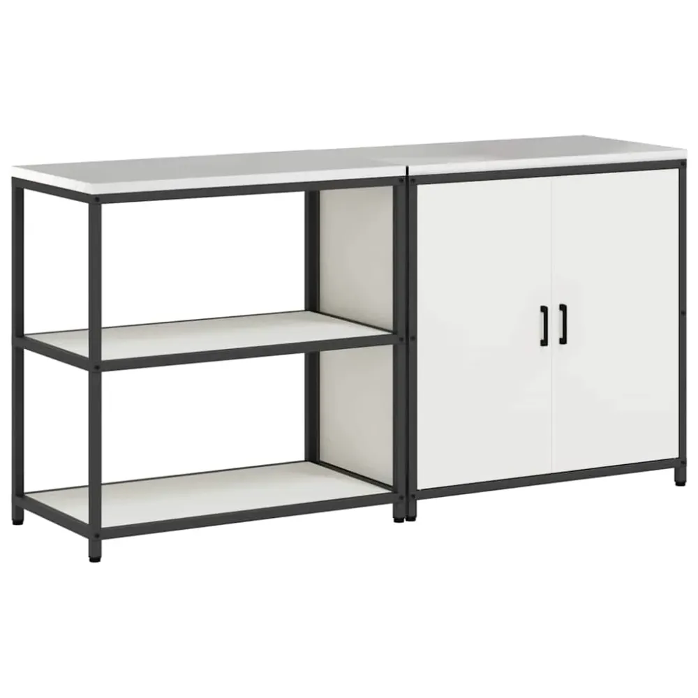 Køkkenopbevaringssæt med hylde 2 pcs Hvid Koldvalset metal