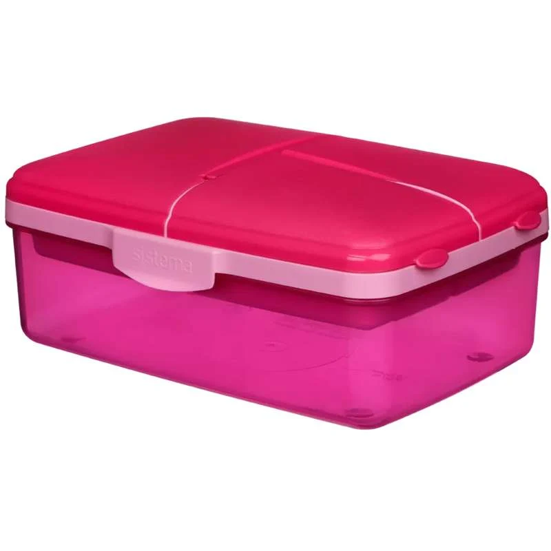 Sistema Madkasse m. Drikkedunk/Køleelement - Slimline Quaddie - 1.5L - Fuchsia