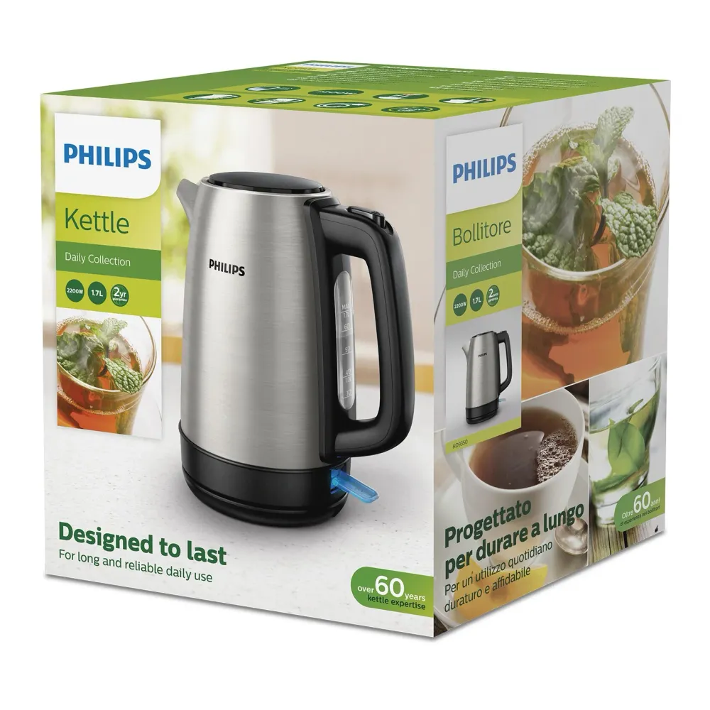 Philips Daily Collection HD9350/91 elkedel 1,7 L 2200 W Charcoal, Rustfrit stål