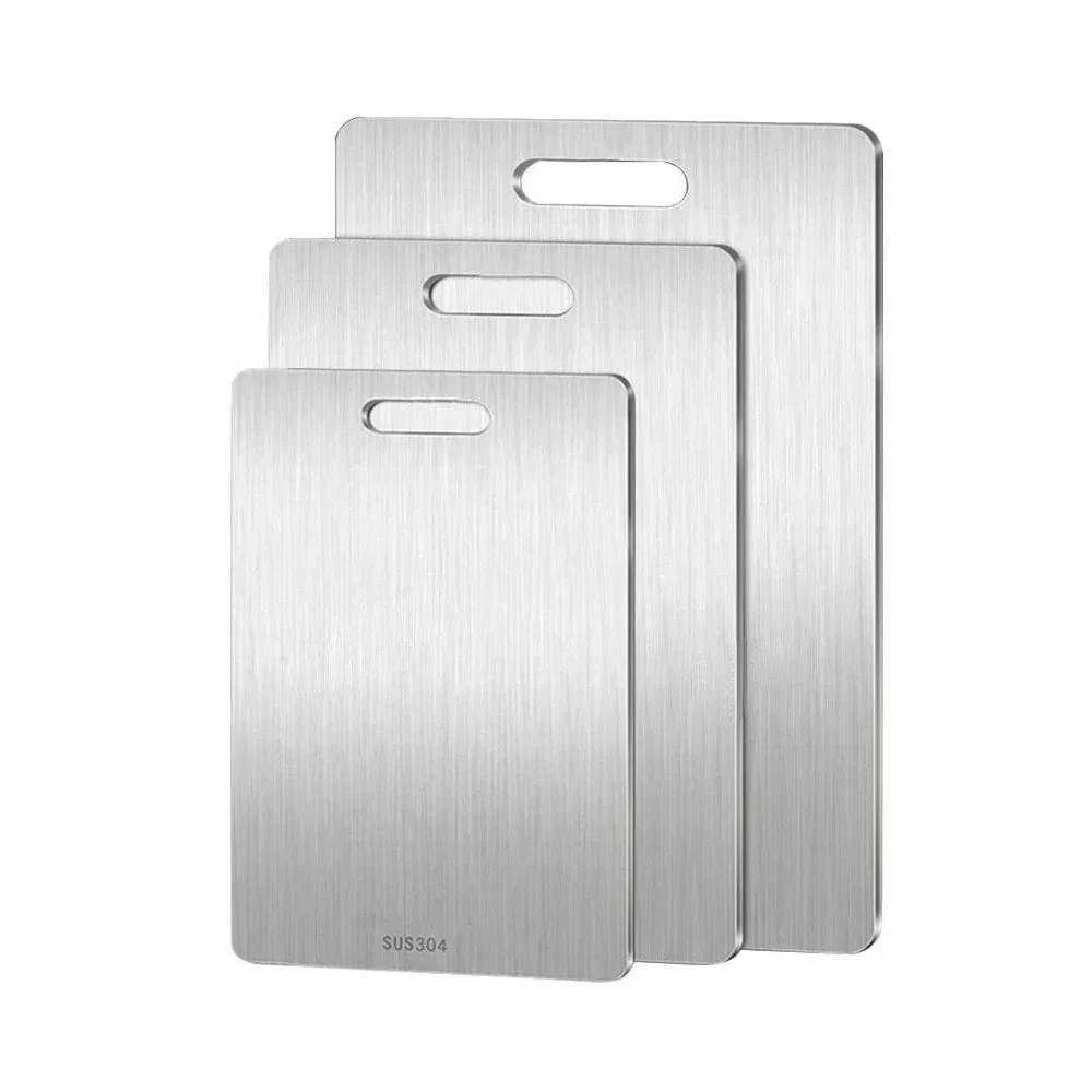 Dobbeltsidet køkkenskærebræt i 316 rustfrit metal - tykt og antibakterielt Left-Handed Users 29x20cm