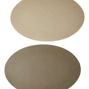 Dækkeserviet - Curve PU soft 41x33 cm - Beige/taupe vendbar