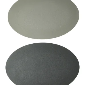 Dækkeserviet - Curve PU soft 41x33 cm - Lys grå/koks vendbar