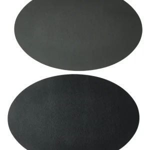Dækkeserviet - Curve PU soft 41x33 cm mørk - Grå/sort vendbar