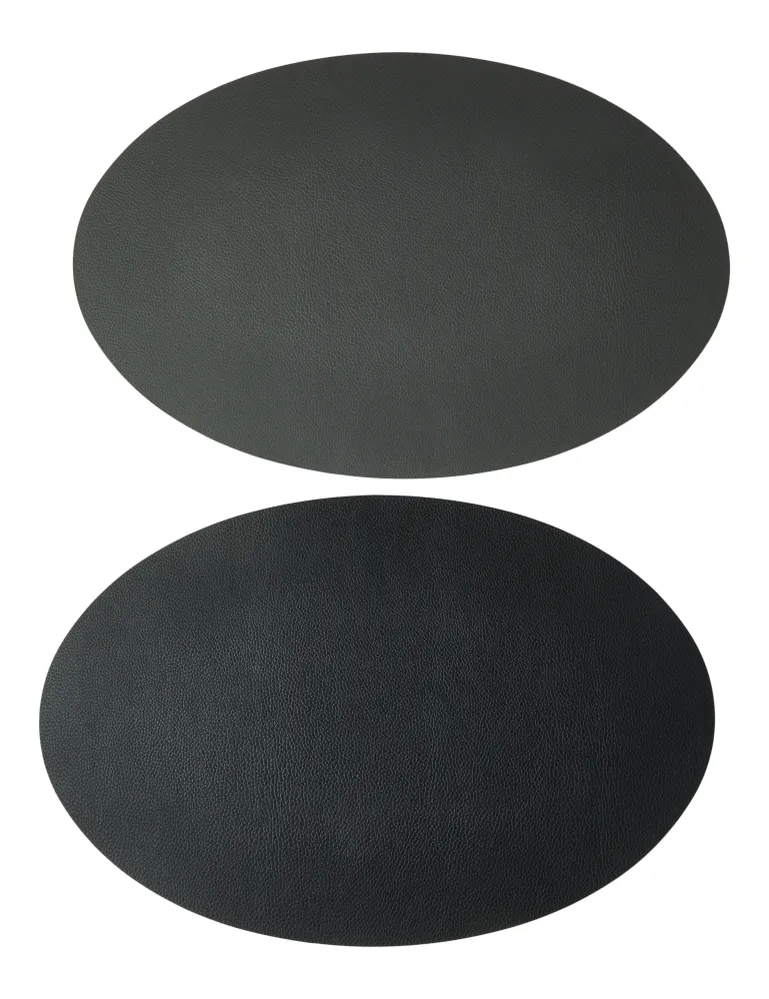 Dækkeserviet - Curve PU soft 41x33 cm mørk - Grå/sort vendbar