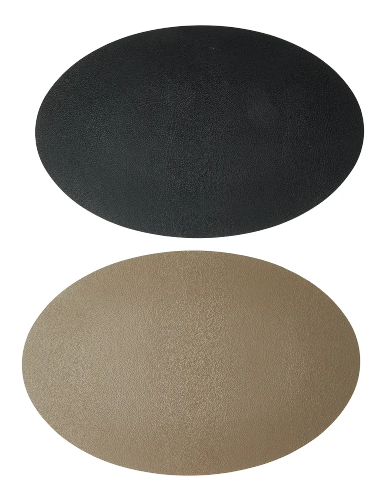 Dækkeserviet - Curve PU soft 41x33 cm - Taupe/sort vendbar