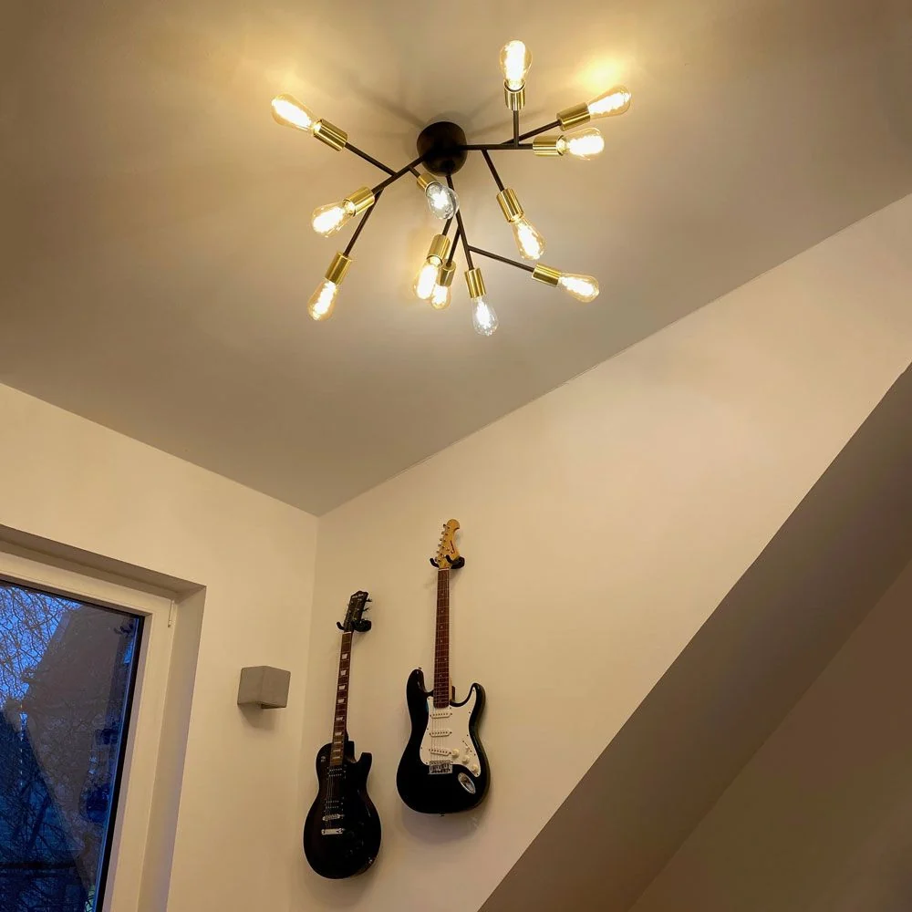Loftslampe Heroes 12-lys sort