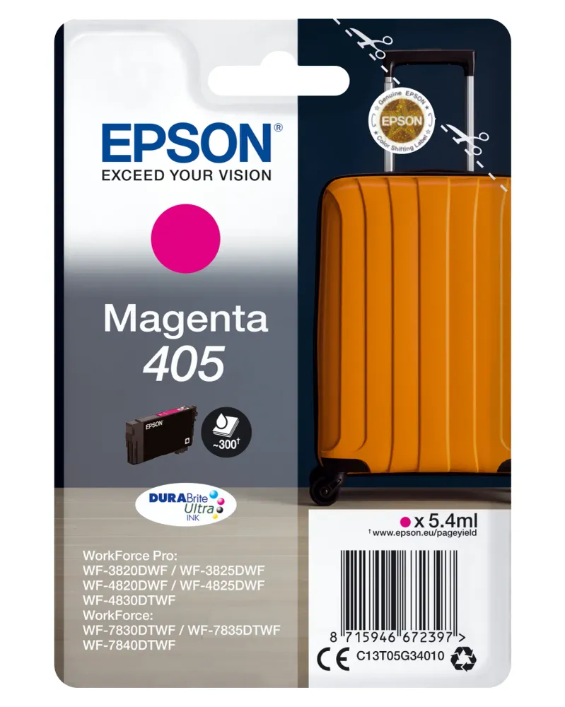 Epson 405 DURABrite Ultra Ink blækpatron 1 stk Unik Standard udbytte Magenta
