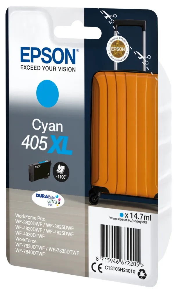 Epson 405XL DURABrite Ultra Ink blækpatron 1 stk Fabrik Højt (XL) udbytte Blå