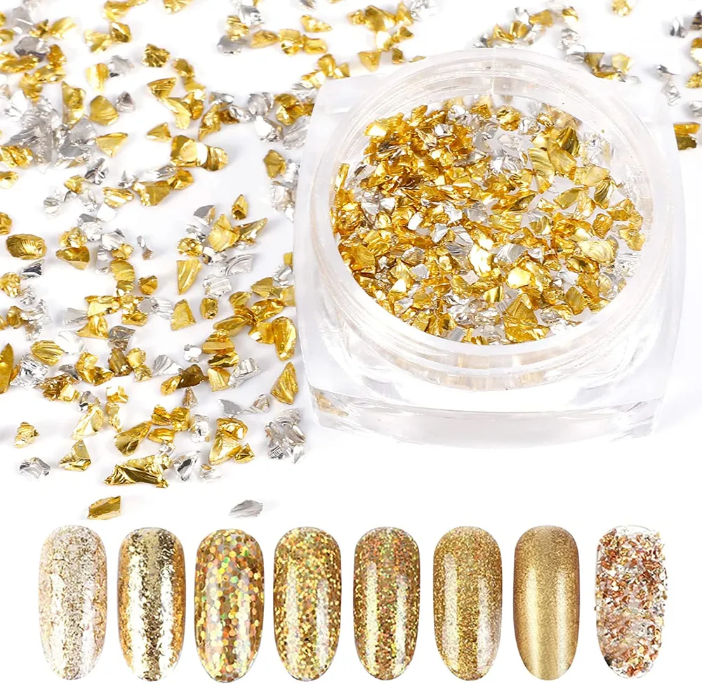 8 æsker med glitterpulver/glitterneglepailletter