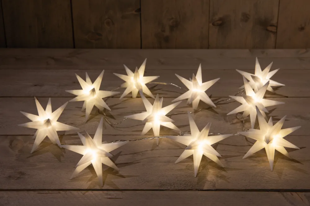 Julelys med flerspidsede 6,5 cm 3D stjerner