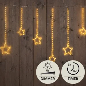 LED gardinlys med stjerner 200CM