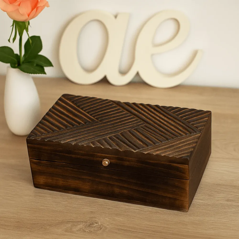 Multifunktionel opbevaringsboks vintage antikke linjer 22x12x10cm