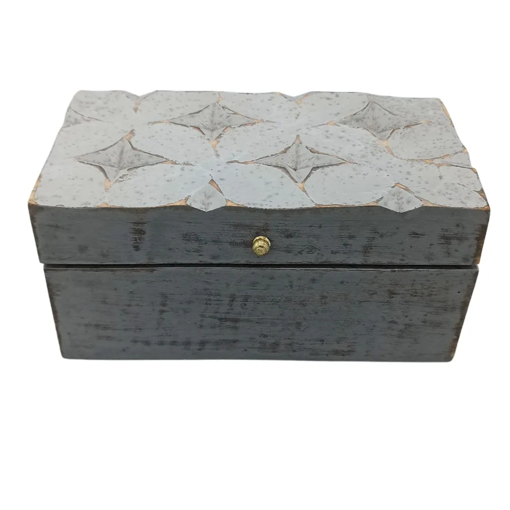 Opbevaringsboks Grå Stjerne 22x12x10cm