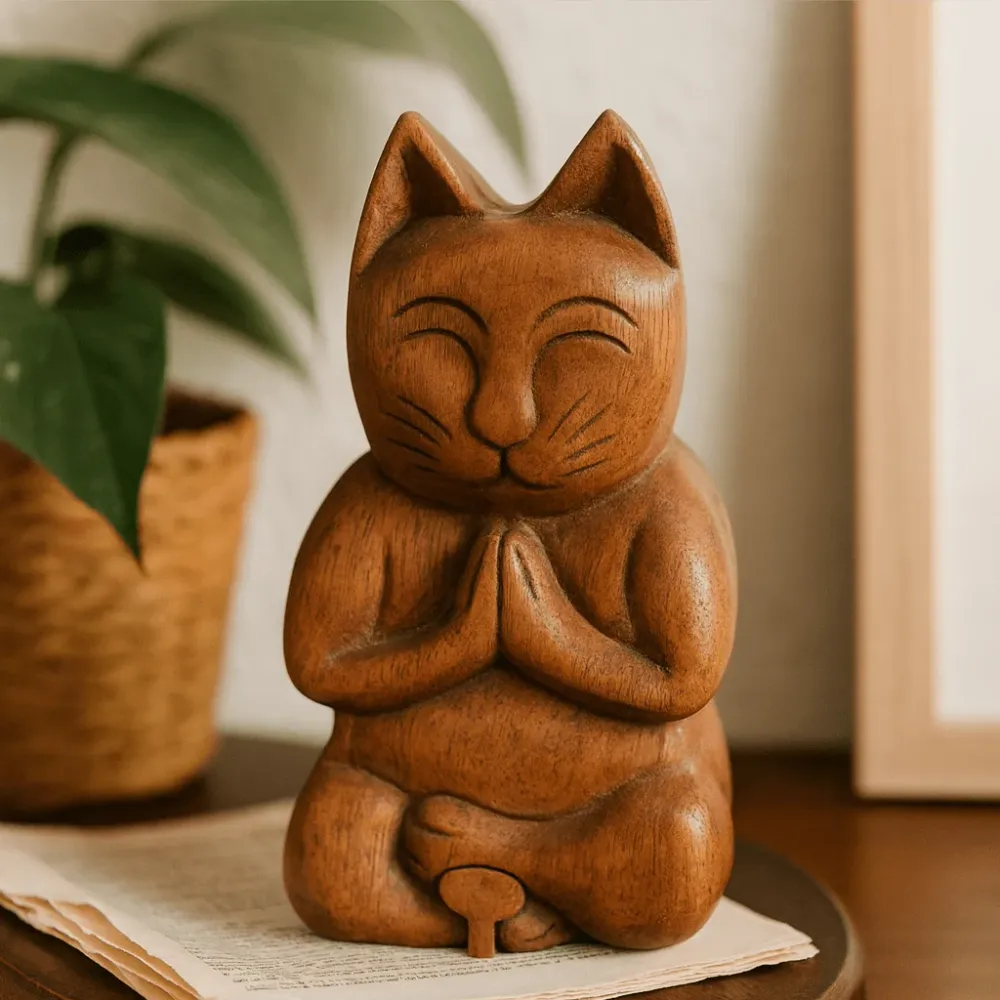 Sheesham Træ Puslespil Boks, Yoga Kat