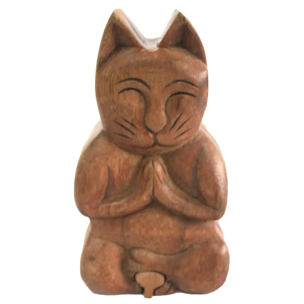 Sheesham Træ Puslespil Boks, Yoga Kat