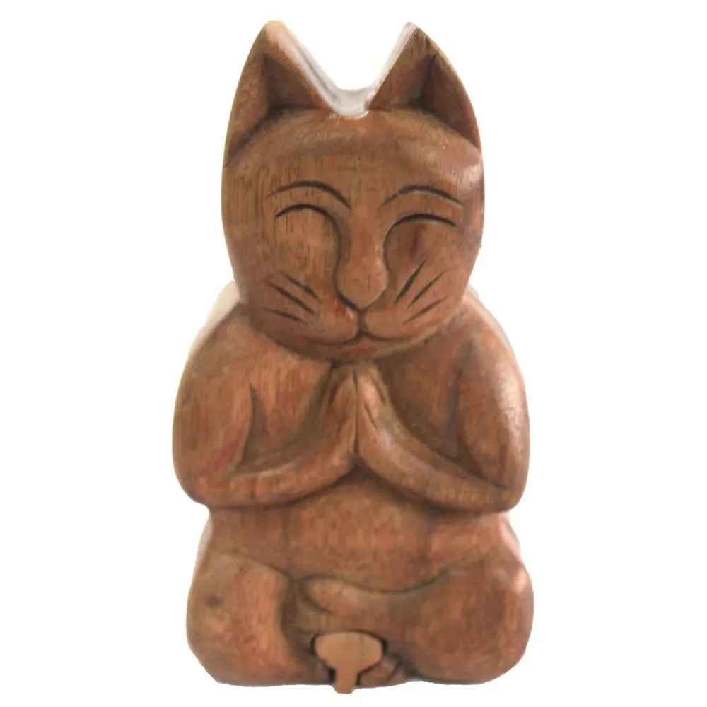 Sheesham Træ Puslespil Boks, Yoga Kat