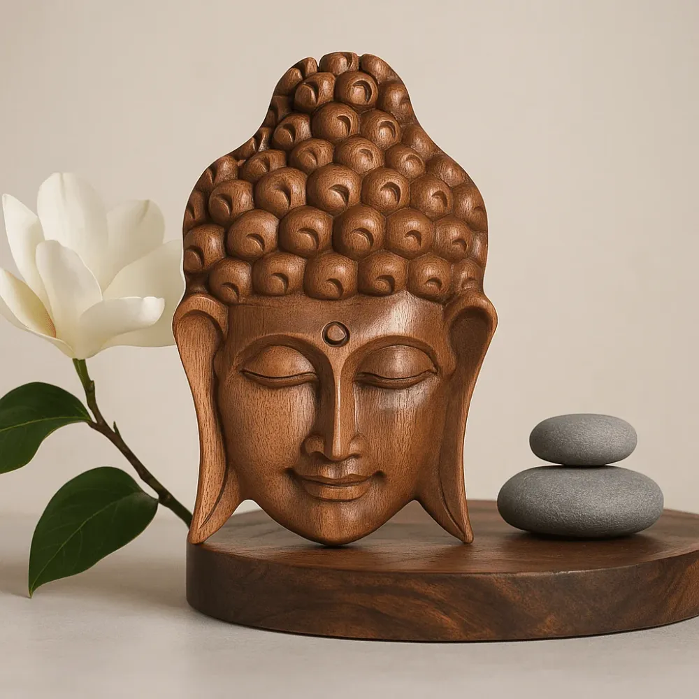 Træpuslespilæske Buddha Hoved