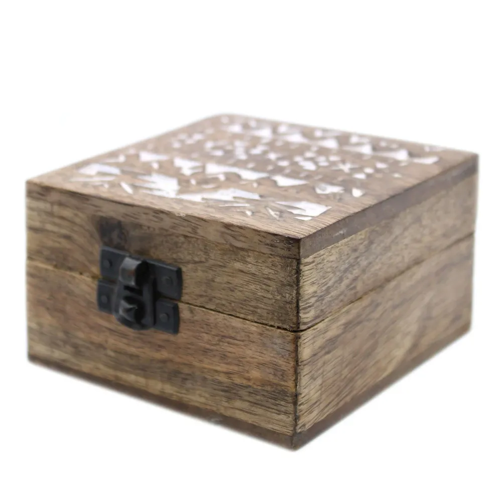 Trææske Hvidvasket Slaviskt Design 10x10x6 cm