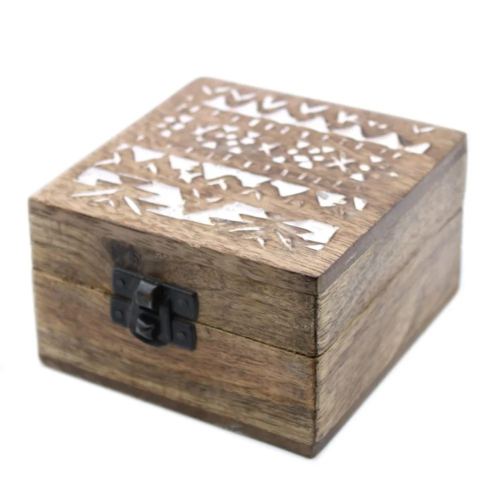 Trææske Hvidvasket Slaviskt Design 10x10x6 cm