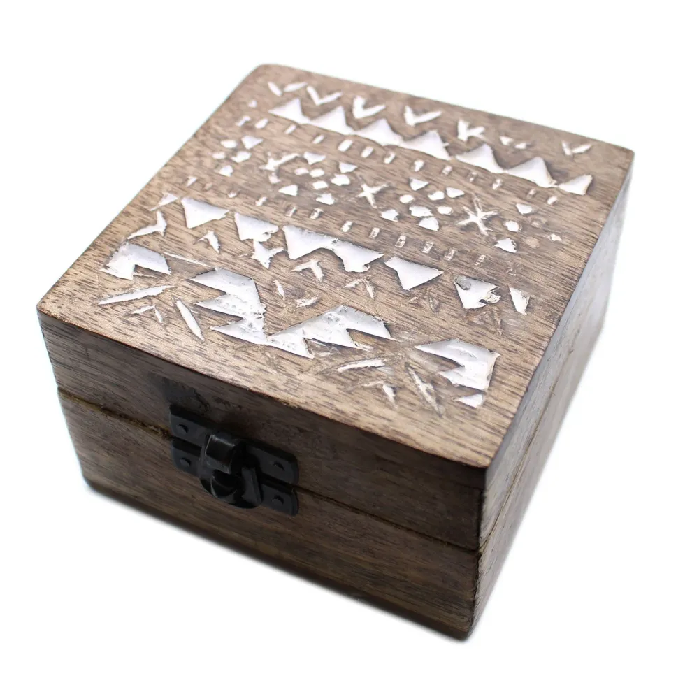 Trææske Hvidvasket Slaviskt Design 10x10x6 cm