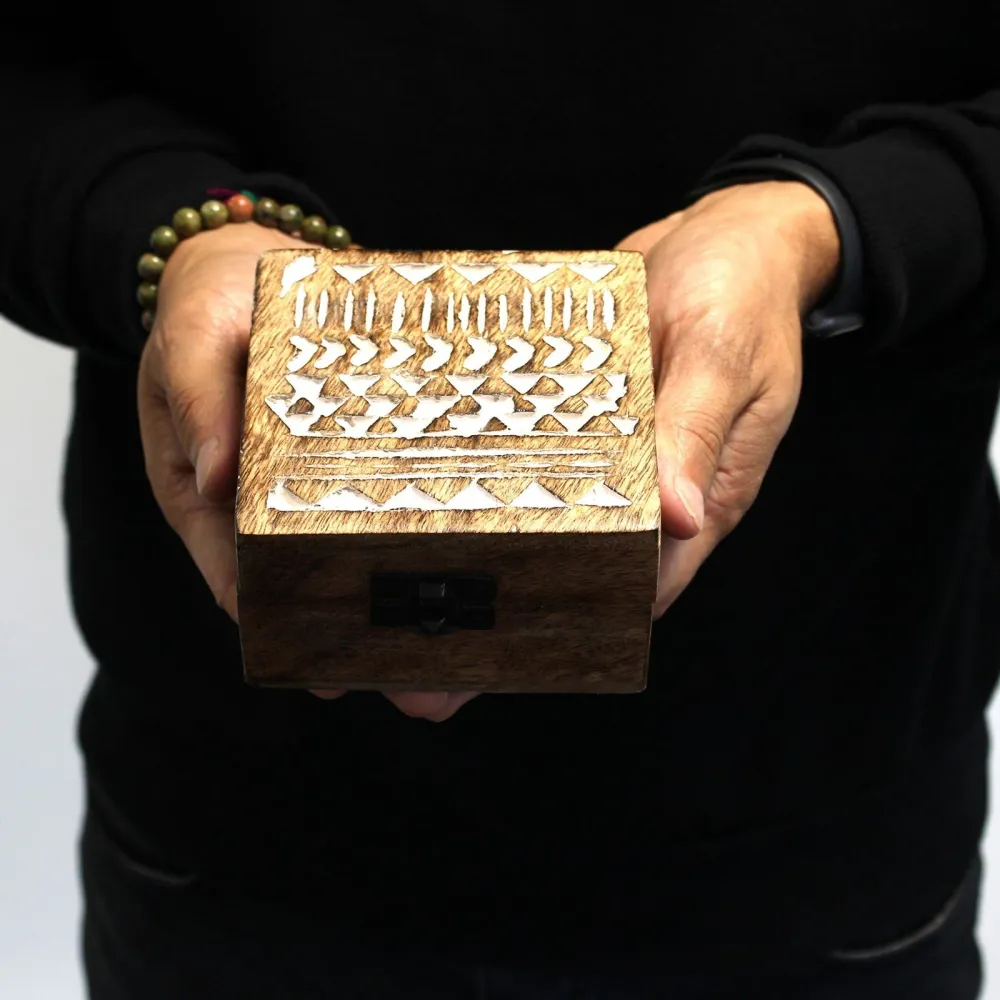 Trææske Hvidvasket Slaviskt Design 15x10x6 cm
