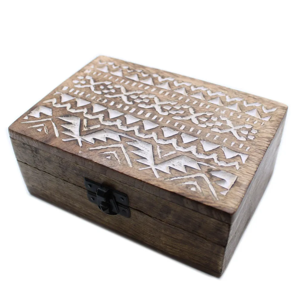 Trææske Hvidvasket Slaviskt Design 15x10x6 cm