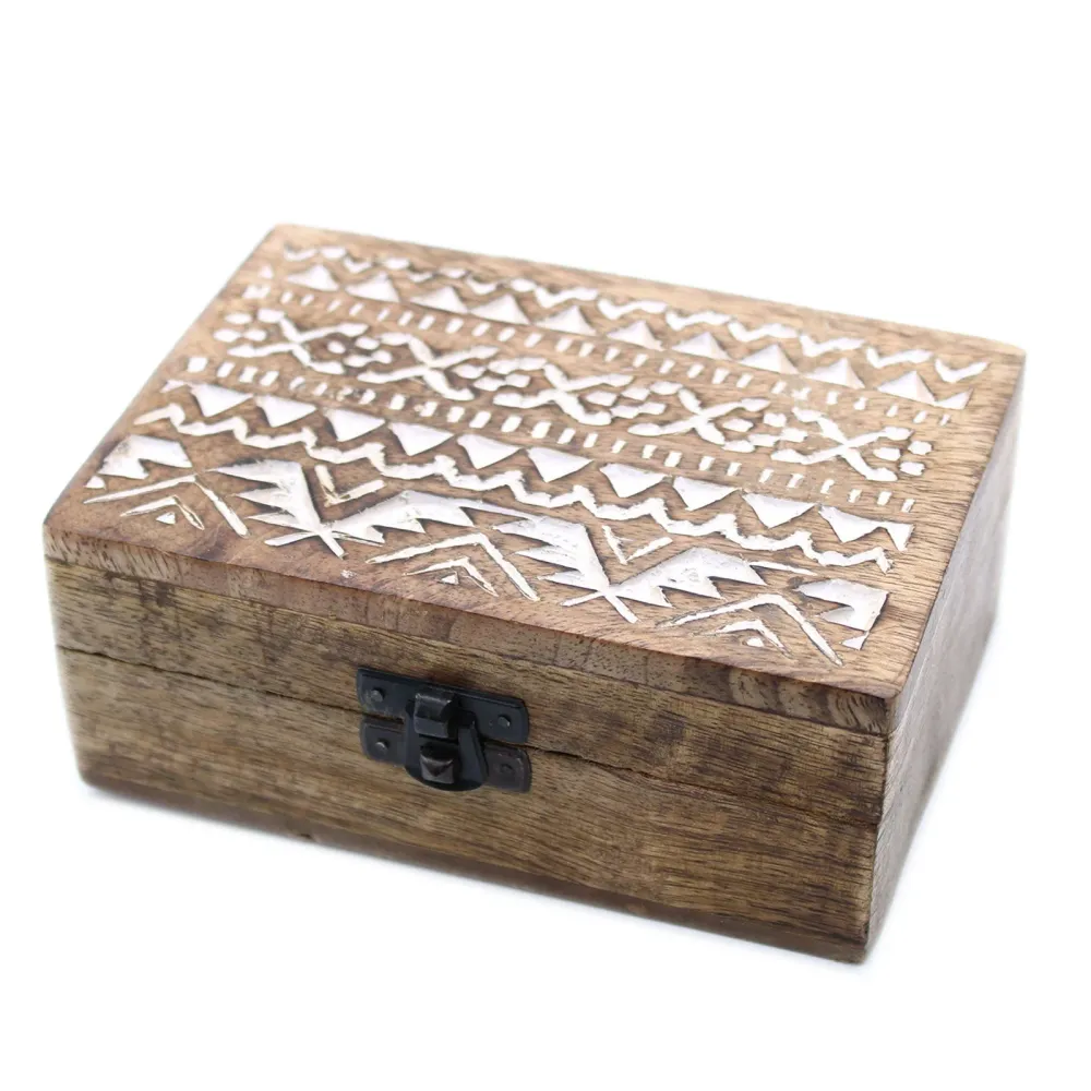 Trææske Hvidvasket Slaviskt Design 15x10x6 cm