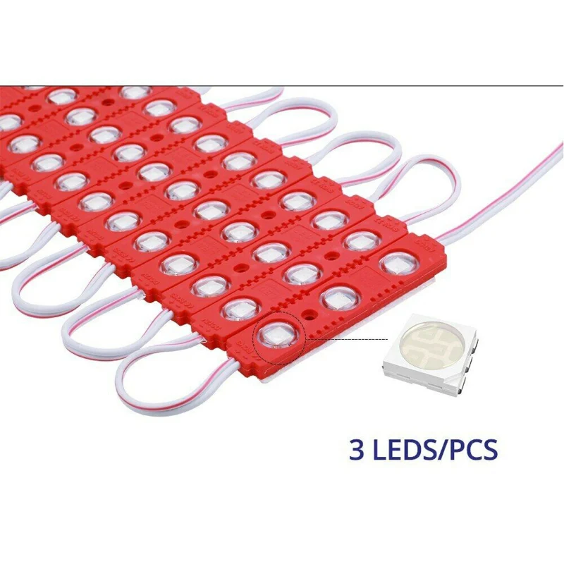 10 * Rød SMD LED-modul injektionsmodul IP65 klæbestrimmel ~1751