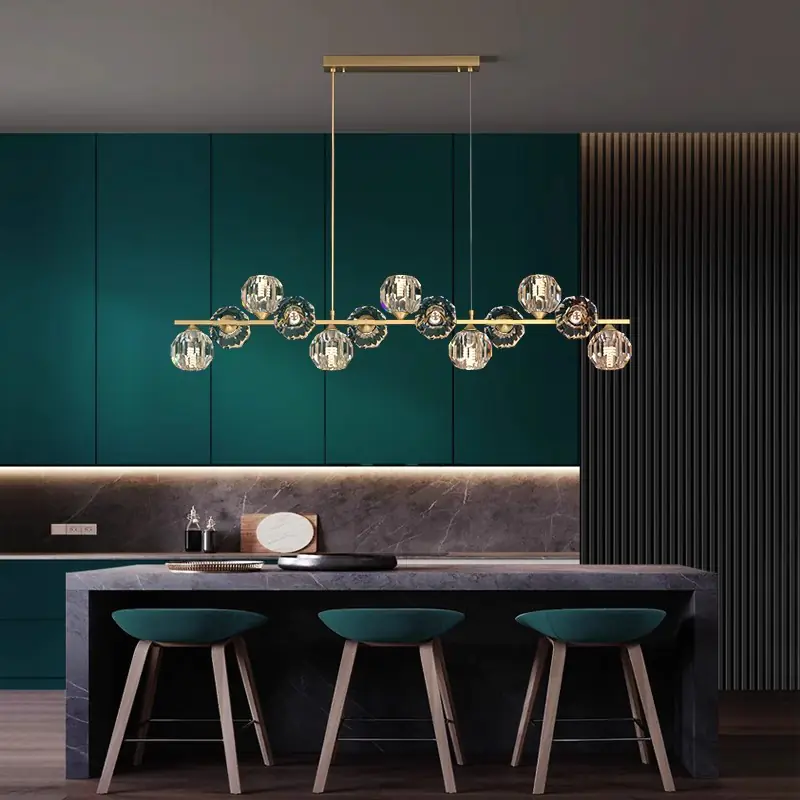 Nuværende Nordic Crystal Copper Dining Pendant Light Copper