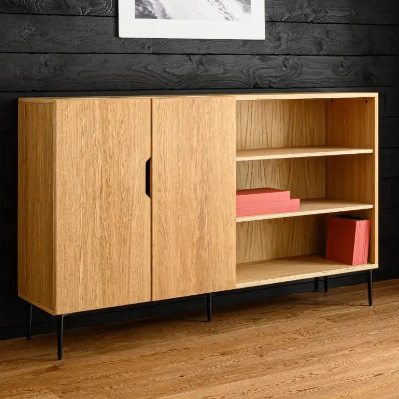 Radis NOBLE skænk i lys eller charcoal træ 160x40x98 cm Sort