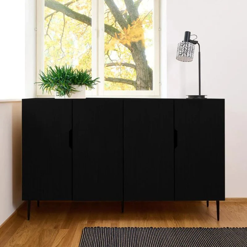 Radis NOBLE skænk i lys eller charcoal træ 160x40x98 cm Sort