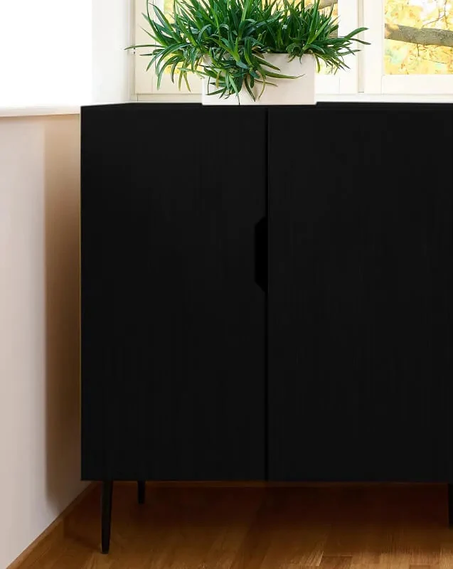 Radis NOBLE skænk i vivid eller sort træ 160x40x98 cm Sort