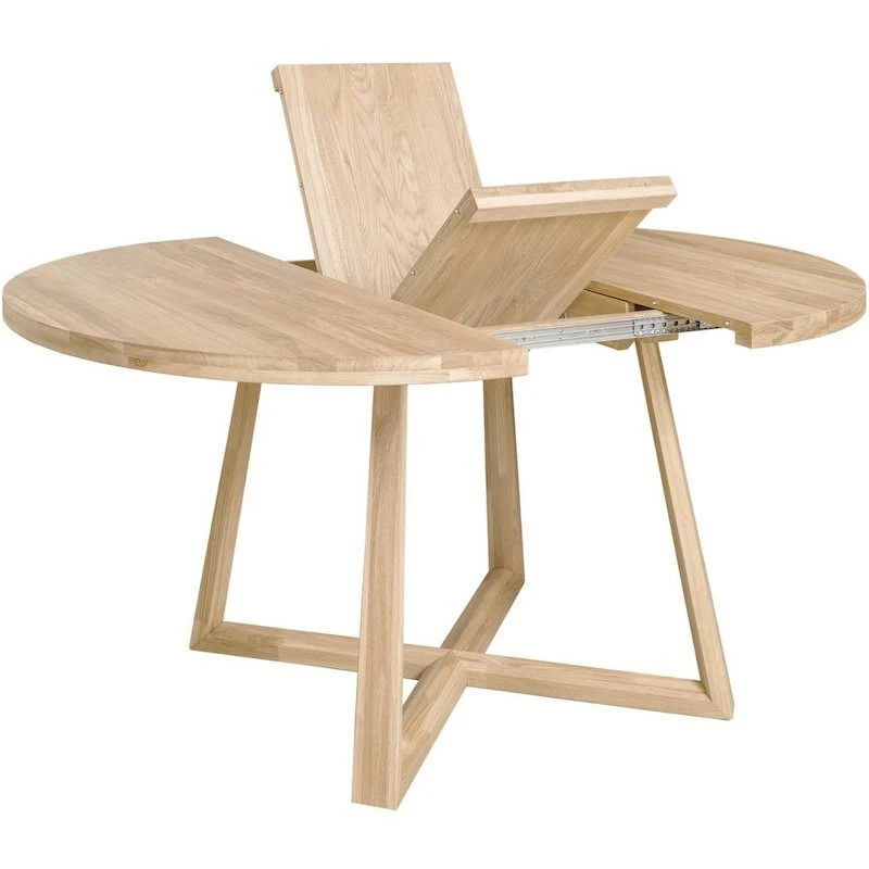 Rundt spisebord 120-160 cm med udtræk i egetræ