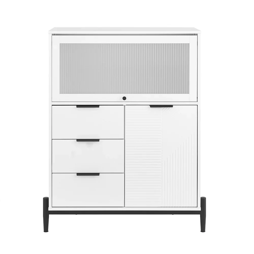Sophisticated og stilren køkkenskænk, skandi-stil, L86xB40xH108cm, hvid