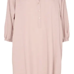 Mini hørkjole med stolpelukning pale mauve S