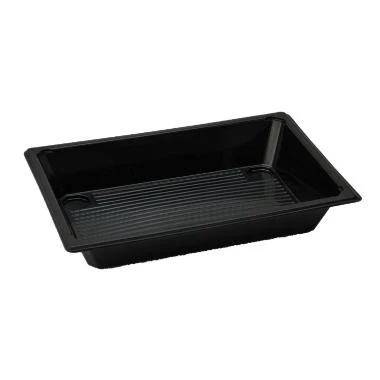 Sushibakke 215x147x35 mm 350 my RPET Charcoal Mellem,300 stk/krt