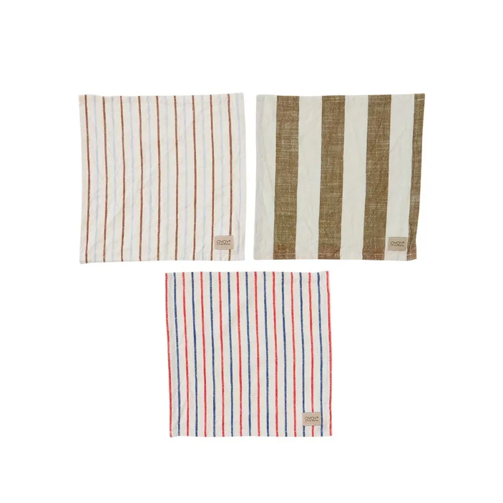 OYOY Living Kurin dish cloth - 28x28cm (3 stk.) - olive/offwhite